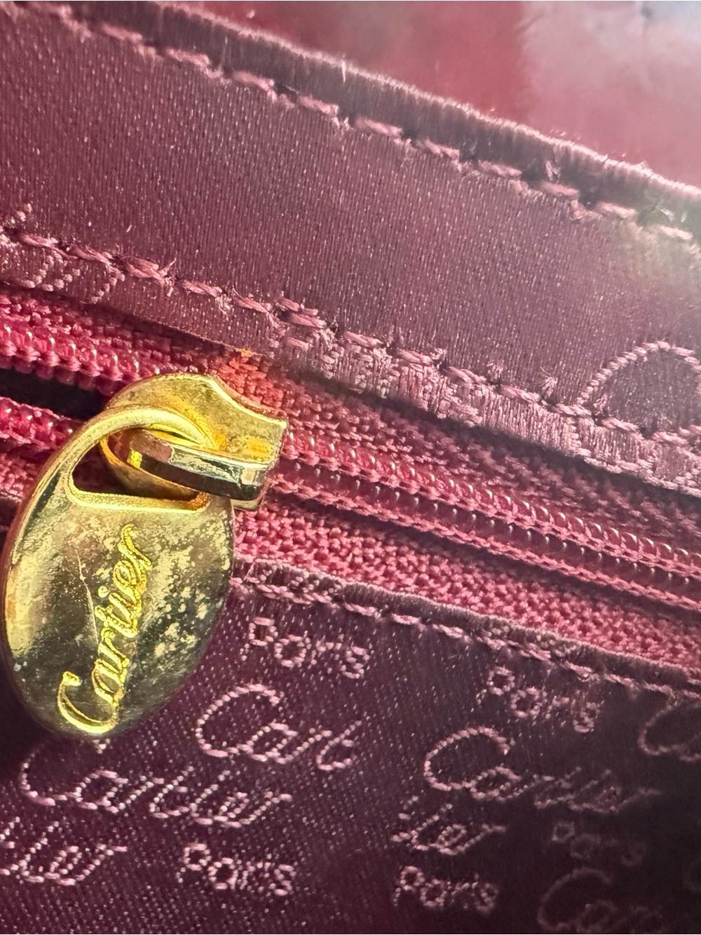 Cartier Deep Red Leather Shoulder Bag - Picture 5 of 14